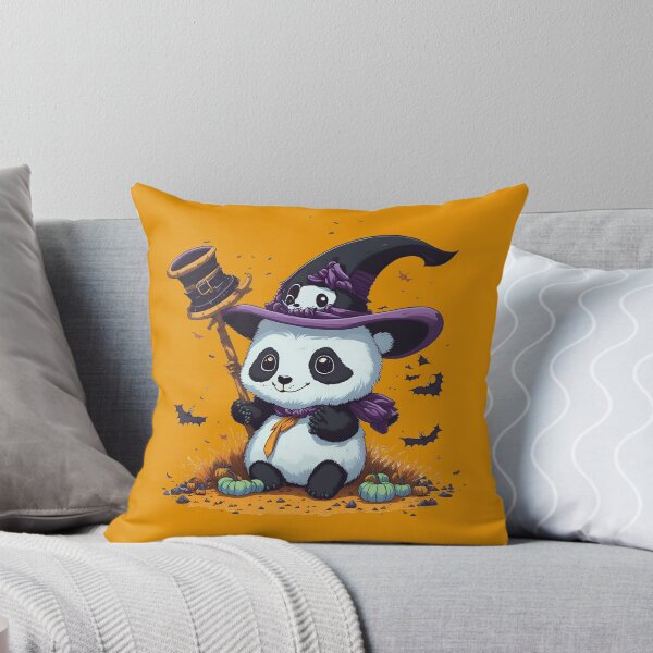 Item preview, Cute Halloween Panda Wearing a Witches Hat designed and sold by JurenArt.