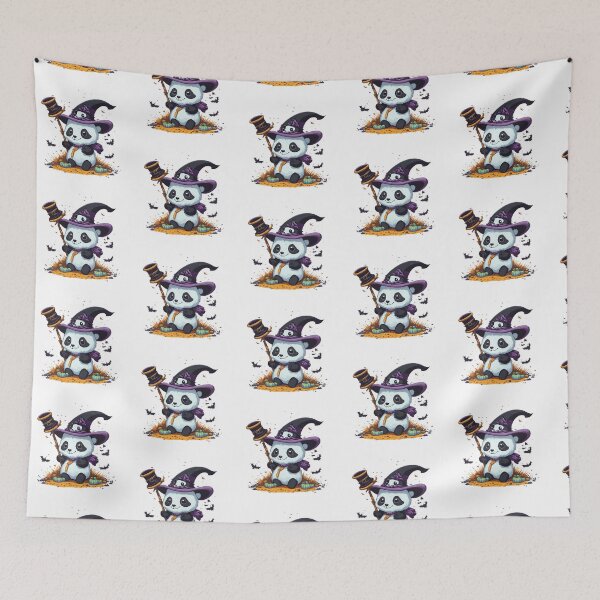 Item preview, Cute Halloween Panda Wearing a Witches Hat designed and sold by JurenArt.