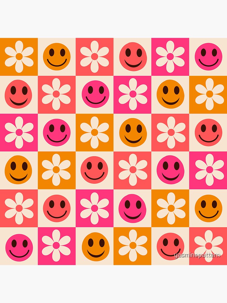 Orange Checkered Smileys Vinyl