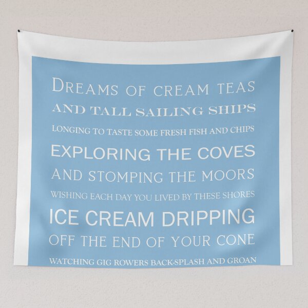Item preview, Dreams of cream teas poem in coastal blue designed and sold by LongtideStudio.