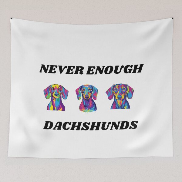 Item preview, never too many dachshunds three of a kind disco colorful design designed and sold by Leivenaar.