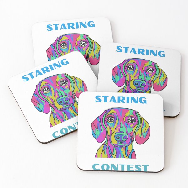 Item preview, Staring contest Dachshund dackel colorful oil painting style funny drawing design designed and sold by Leivenaar.