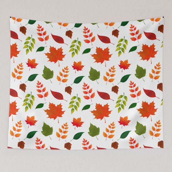 Aperçu de l'œuvre  Motif de feuilles d'automne (blanc) créée et vendue par Planetkaz.