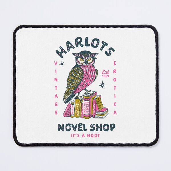 Item preview, Harlot's Vintage Erotica Novel Shop: It's A Hoot. Funny Owl Reading Books Art designed and sold by The Whiskey Ginger Design Shop.