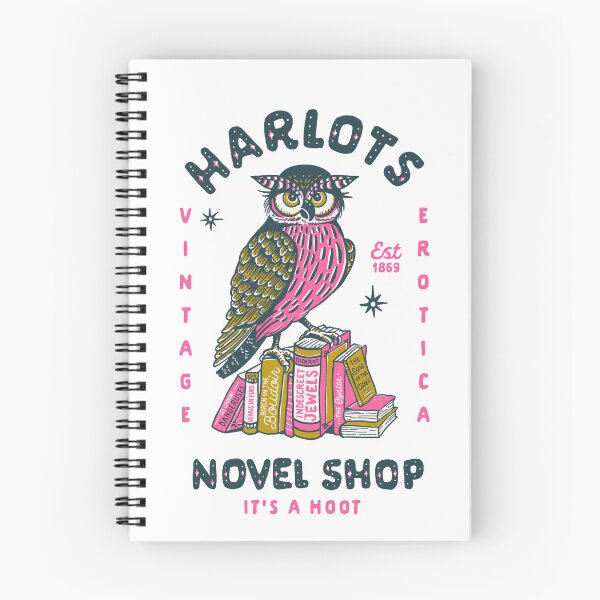 Item preview, Harlot's Vintage Erotica Novel Shop: It's A Hoot. Funny Owl Reading Books Art designed and sold by The Whiskey Ginger Design Shop.