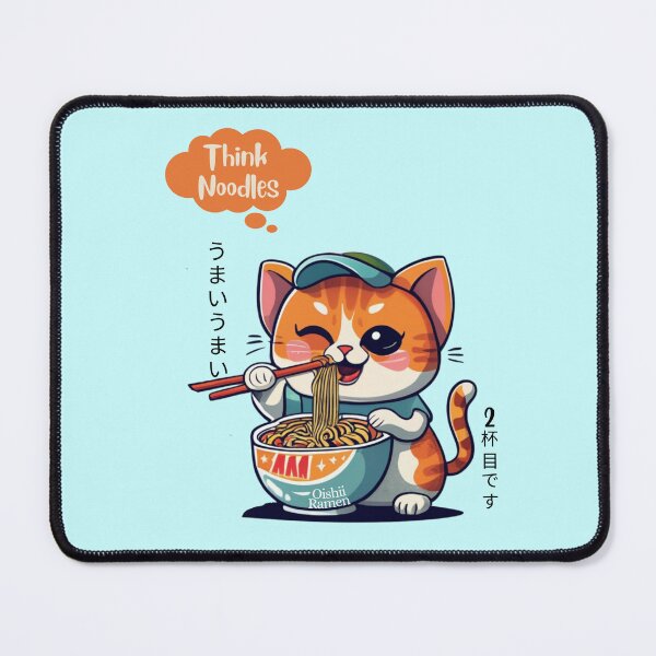 Item preview, Think Noodles Cute Hated Cat Eating Ramen with Chopsticks designed and sold by netfires.