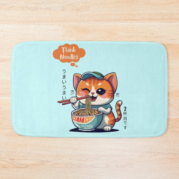 Item preview, Think Noodles Cute Hated Cat Eating Ramen with Chopsticks designed and sold by netfires.