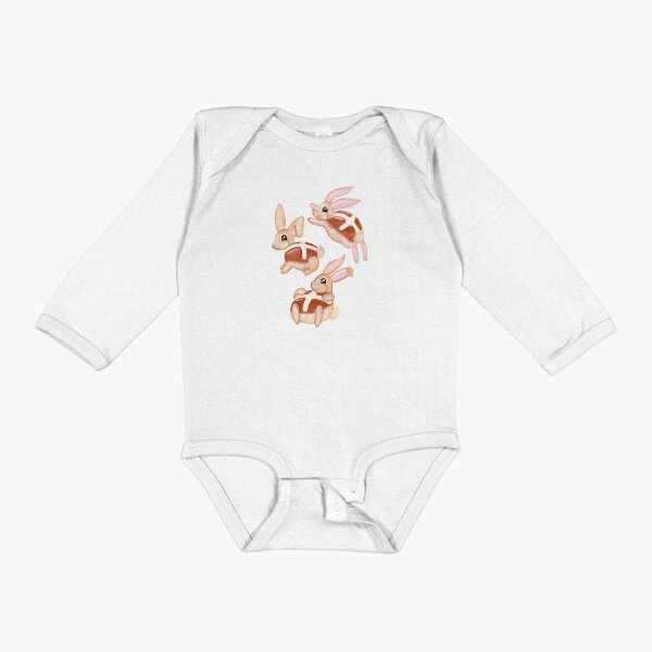 Hot Cross Bunnies | Pink Long Sleeve Baby One-Piece