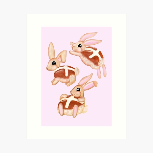 Hot Cross Bunnies | Pink Art Print