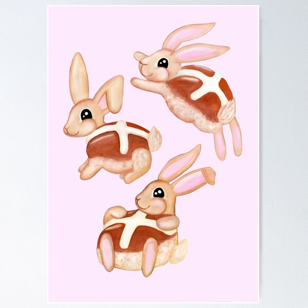 Hot Cross Bunnies | Pink Poster