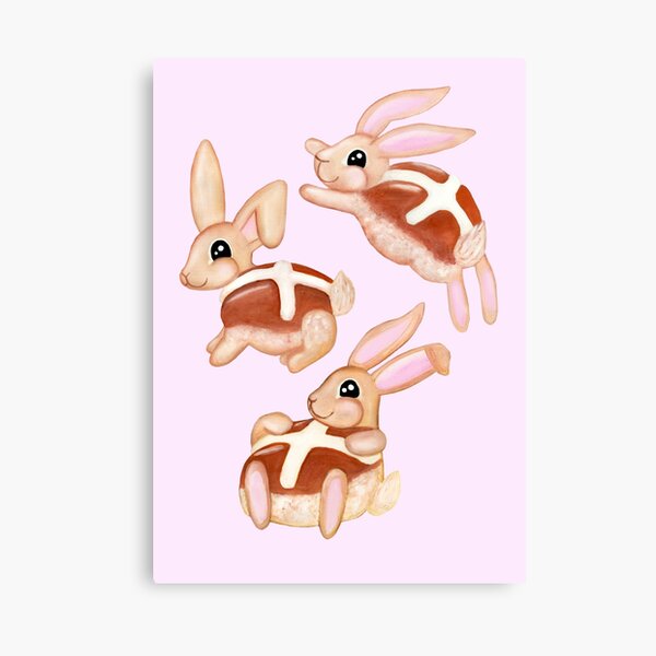 Hot Cross Bunnies | Pink Canvas Print