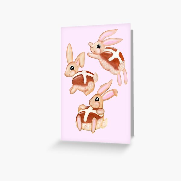 Hot Cross Bunnies | Pink Greeting Card