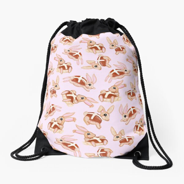 Hot Cross Bunnies | Pink Drawstring Bag