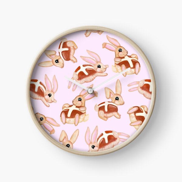 Hot Cross Bunnies | Pink Clock