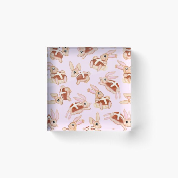 Hot Cross Bunnies | Pink Acrylic Block