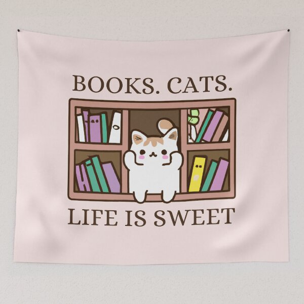 Item preview, Bookish Cat Aesthetic - Cat On A Bookshelf - With Books And Cats Life Is Sweet designed and sold by Wiss2Arts.