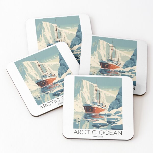Item preview, A Vintage Travel Illustration of the Artic Ocean - Greenland  designed and sold by GoodOldVintage.