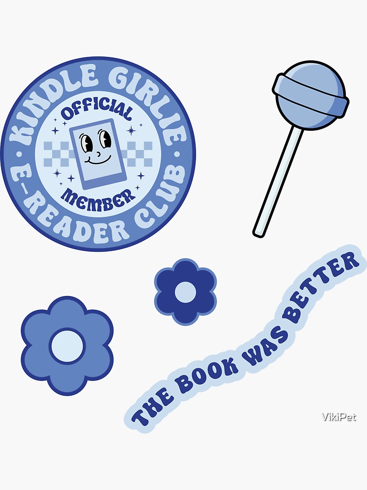 Thumbnail 3 von 3, Sticker, Kindle Girlie E-Reader Club-Aufkleberpaket – Himmelblau designt und verkauft von VikiPet.
