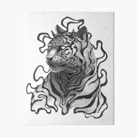 Black White Tiger Art Board Prints for Sale