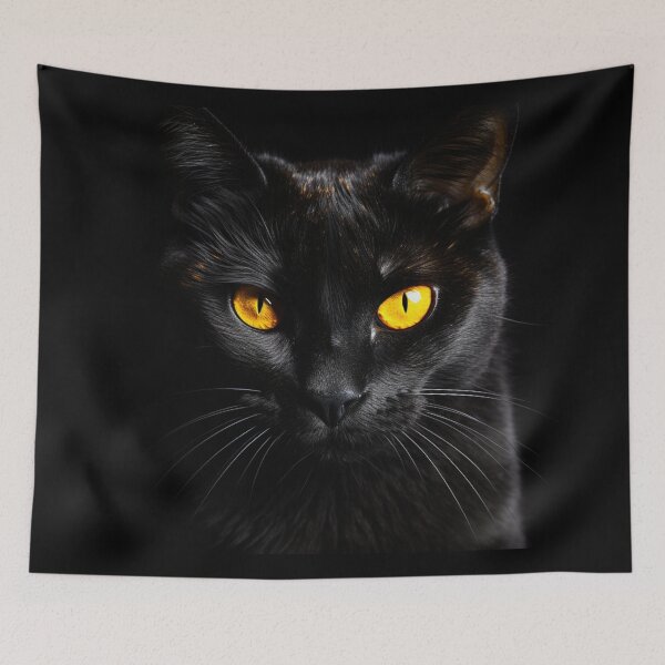 Item preview, black cat with yellow eyes designed and sold by DanieWoods.