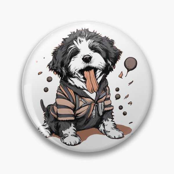 Item preview, Funny Bernedoodle Puppy Dog Wearing Sweater designed and sold by Nature's Fancy.