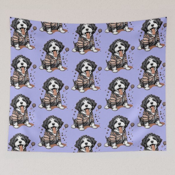 Item preview, Funny Bernedoodle Puppy Dog Wearing Sweater designed and sold by Nature's Fancy.
