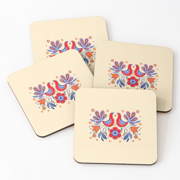 Item preview, Folk red and blue   birds  and flowers designed and sold by Hennagirl.