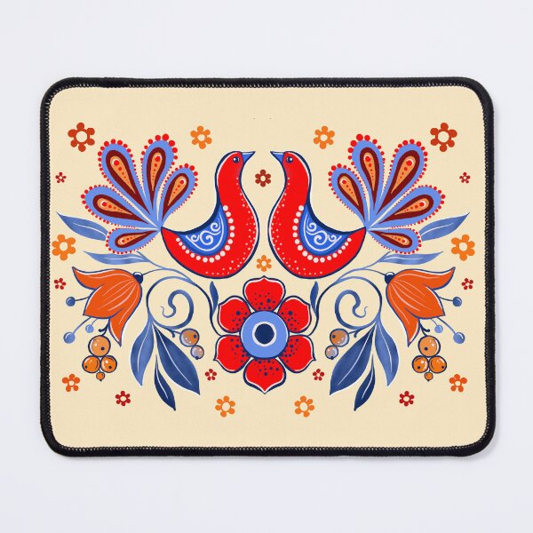 Item preview, Folk red and blue birds and flowers designed and sold by Hennagirl.