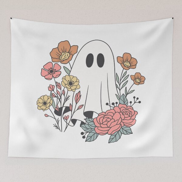 Item preview, Halloween Ghost Surrounded by Flowers designed and sold by bluesdesigns.