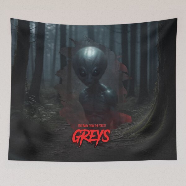 Item preview, Grey Alien - Stay away from the forest - Halloween designed and sold by AiPunch.