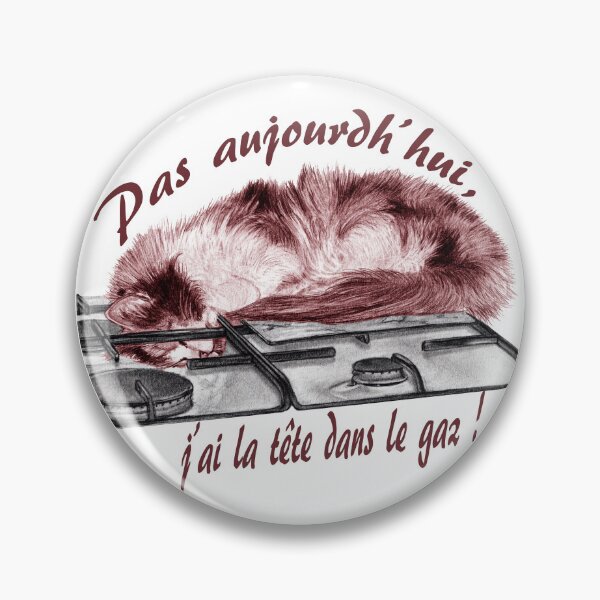 Item preview, Tricolor cat, head in the gas - graphite and brown-red color version, text in French designed and sold by SylvieG18.