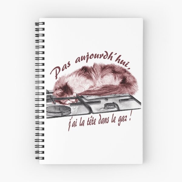 Item preview, Tricolor cat, head in the gas - graphite and brown-red color version, text in French designed and sold by SylvieG18.