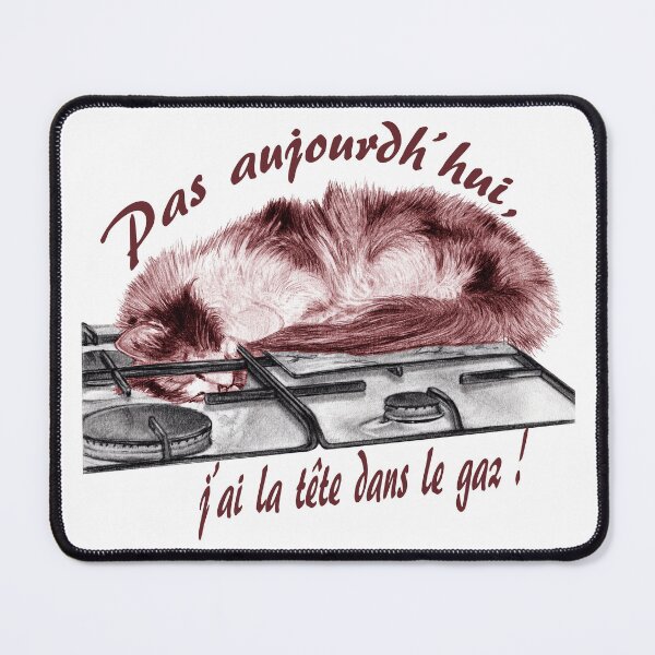 Item preview, Tricolor cat, head in the gas - graphite and brown-red color version, text in French designed and sold by SylvieG18.