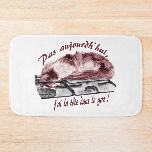 Item preview, Tricolor cat, head in the gas - graphite and brown-red color version, text in French designed and sold by SylvieG18.