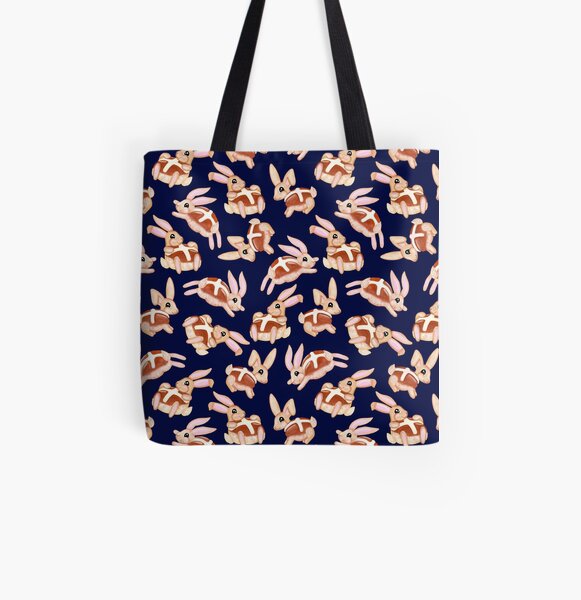 Hot Cross Bunnies - Navy All Over Print Tote Bag