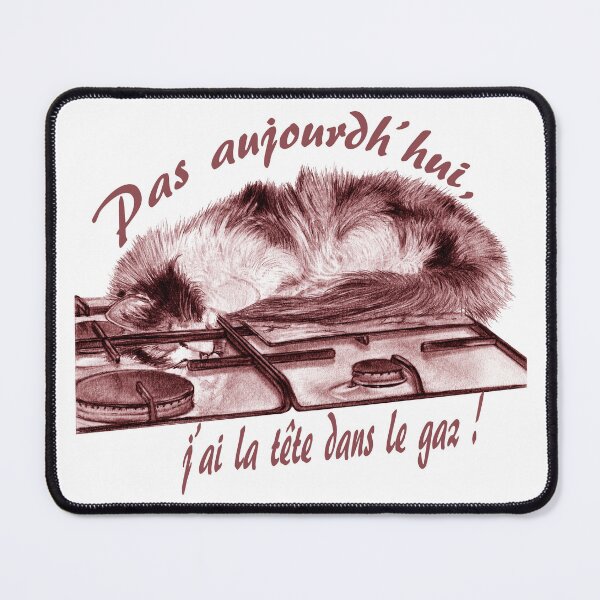 Item preview, Tricolor cat, head in the gas - brown-red colorized version, text in French designed and sold by SylvieG18.