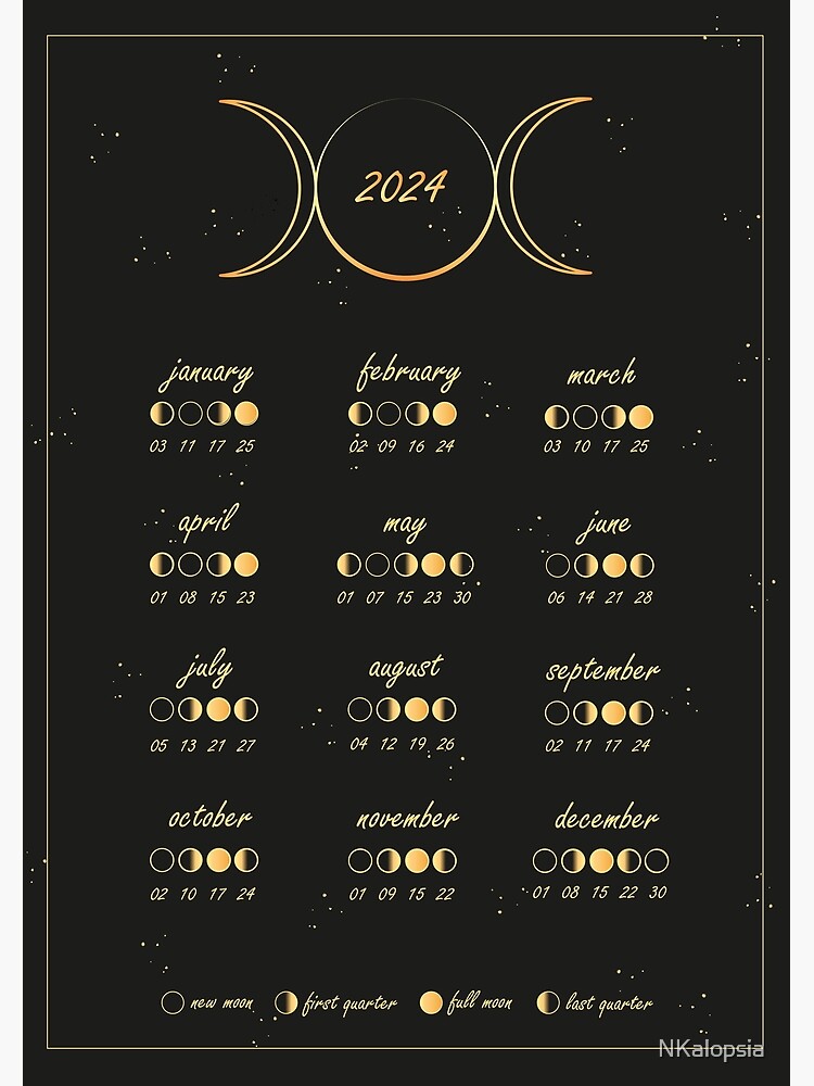 LUNAR CALENDAR 2024, triple moon, 2024 calendar | Poster