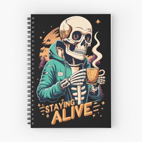 Item preview, Skeleton Staying Alive with Coffee designed and sold by QuietJamsDesign.