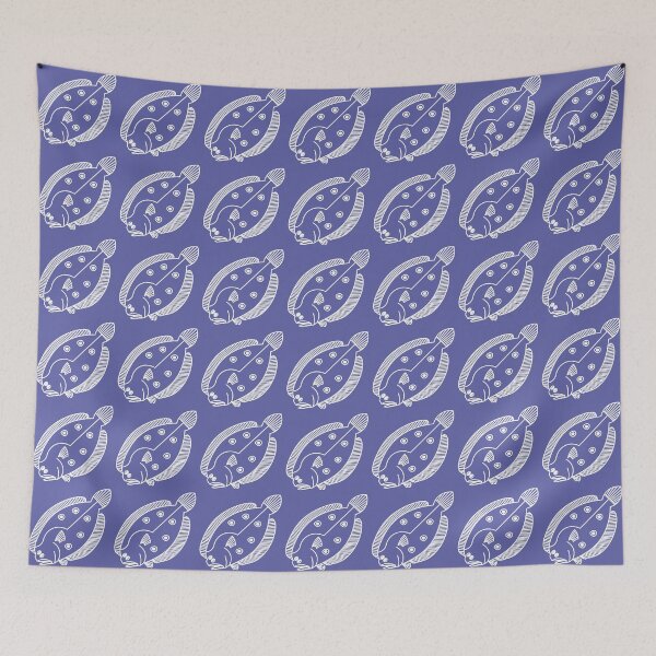Item preview, Fun Flounder Fish in White on Very Peri Purple designed and sold by fruttidimare.