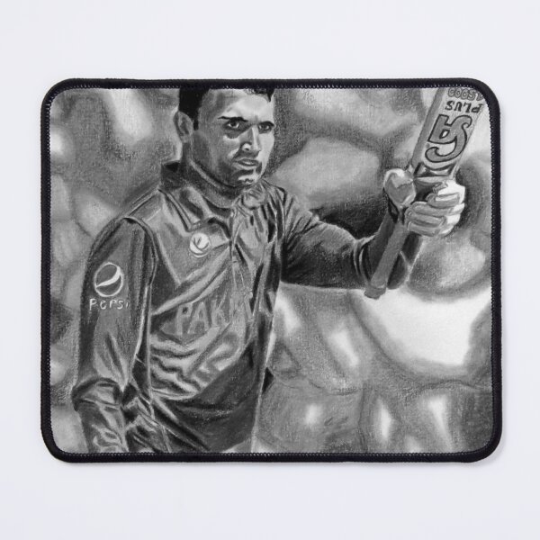 Item preview, Fakhar Zaman Pakistani Cricketer Drawing Monochrome designed and sold by MubaraksArt.