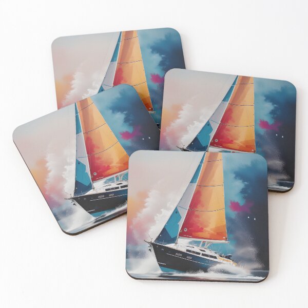 Item preview, A painting of a sailboat in the style of colorful turbulence designed and sold by AI-Only Creations.