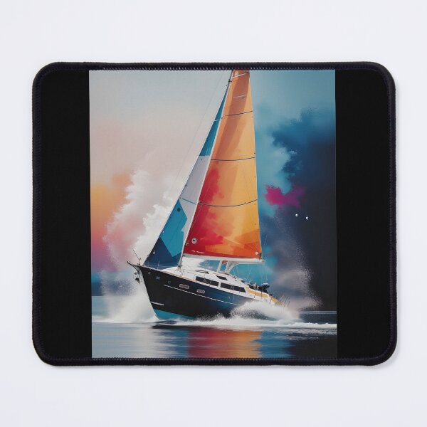 Item preview, A painting of a sailboat in the style of colorful turbulence designed and sold by AI-Only Creations.
