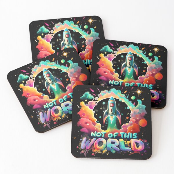 Item preview, "Not of this World" - Rocket in neon Space designed and sold by PrintSoulDesign.
