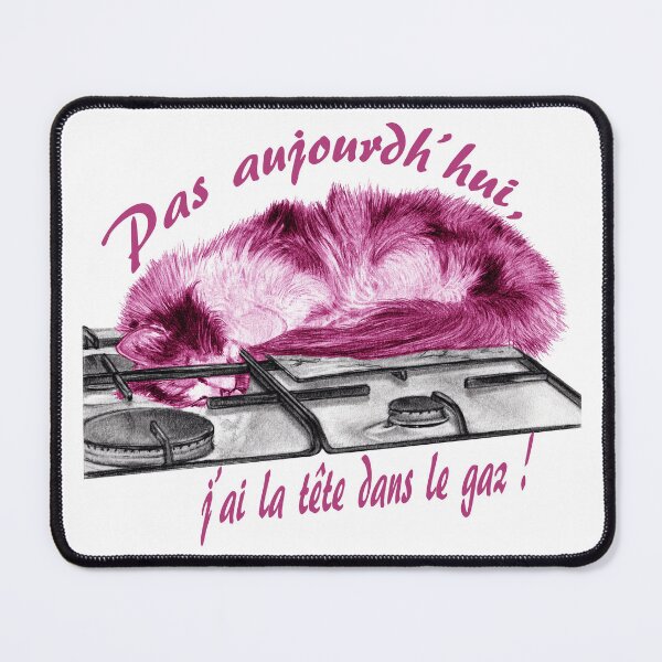 Item preview, Tricolor cat, head in the gas - graphite and pink colorized version, text in French designed and sold by SylvieG18.