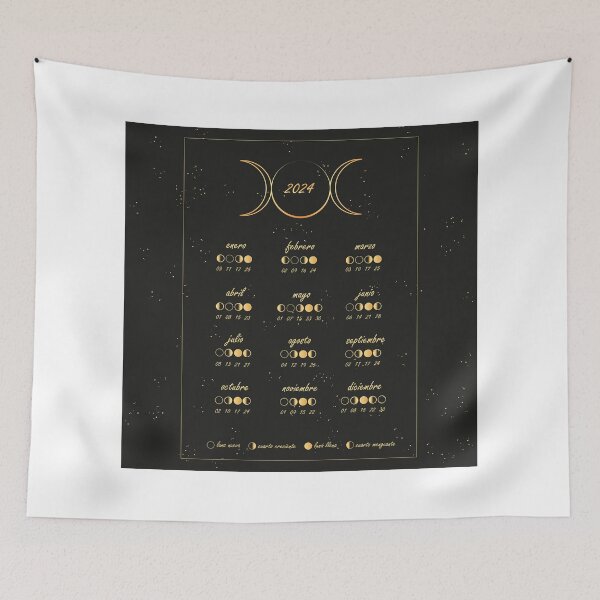 Item preview, LUNAR CALENDAR 2024 IN SPANISH, triple moon, with phases of the moon designed and sold by NKalopsia.