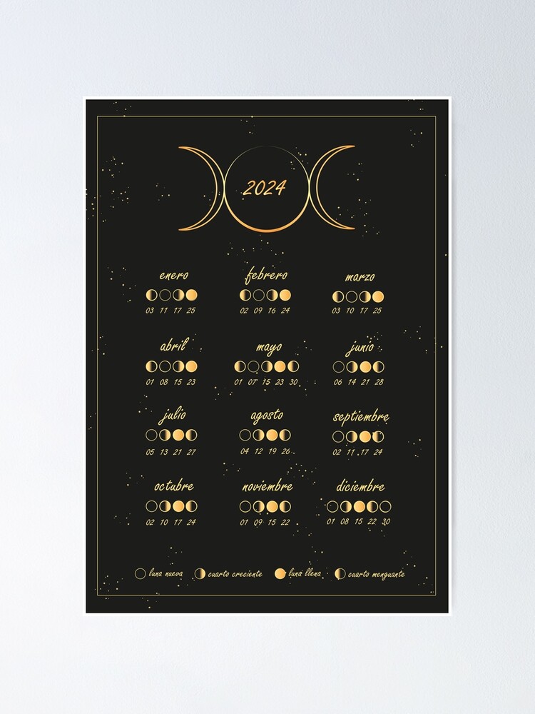 LUNAR CALENDAR 2024 IN SPANISH Triple Moon With Phases Of The Moon   Fposter,small,wall Texture,product,750x1000 