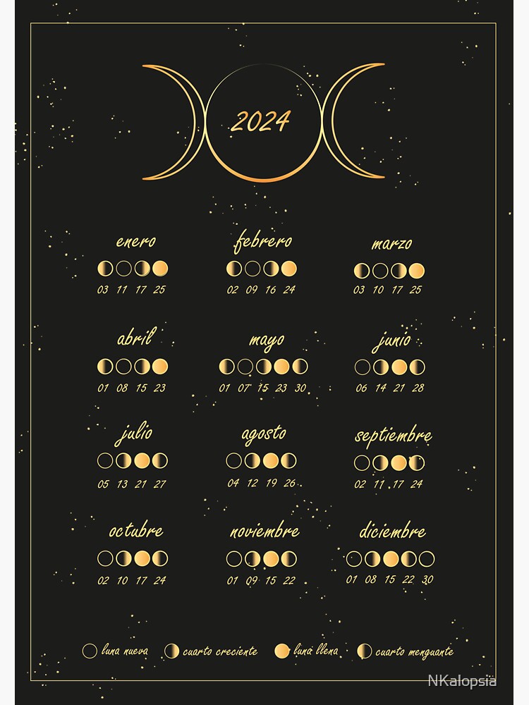 LUNAR CALENDAR 2024 IN SPANISH Triple Moon With Phases Of The Moon   Bg,f8f8f8 Flat,750x,075,f Pad,750x1000,f8f8f8 