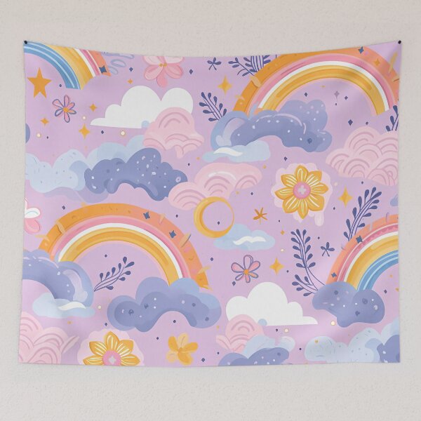 Item preview, Seamless Rainbow Cloud Flower Star Pattern designed and sold by Carmillai.
