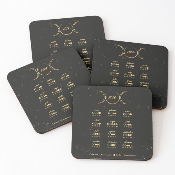 Item preview, LUNAR CALENDAR 2024 in SPANISH without frame, triple moon, with moon phases. designed and sold by NKalopsia.