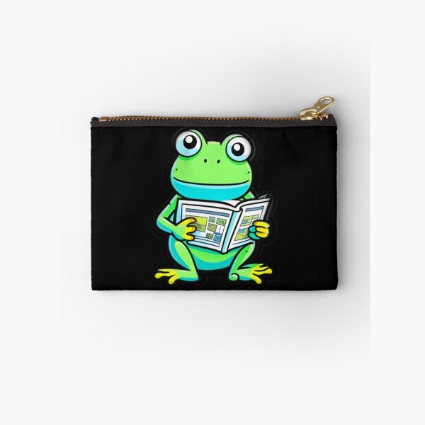 Item preview, Kawaii Frog with Newspaper Sticker designed and sold by CMYKStudio.